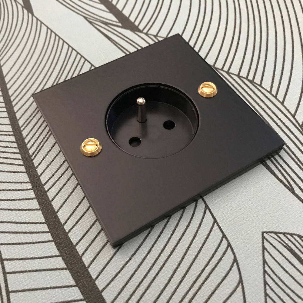 5nm4 Prise Noir Mat Basic Loft 2 Interrupteurs Et Prises Au Design